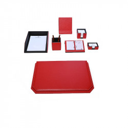 Bagcity Σετ Γραφείου κόκκινο 7 τεμαχίων με σουμέν καπάκι 54 x 38 από γνήσιο δέρμα RED88V