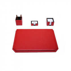 Bagcity Σετ Γραφείου κόκκινο 4 τεμαχίων με σουμέν καπάκι 60 x 40 από γνήσιο δέρμα RED43C