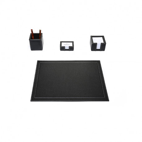 Bagcity Σετ Γραφείου μαύρο 4 τεμαχίων με σουμέν δίγαζο 50 x 39 από γνήσιο δέρμα NOIR70DQ