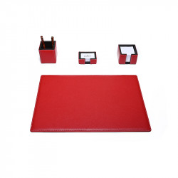 Bagcity Σετ Γραφείου κόκκινο 4 τεμαχίων με σουμέν 60 x 40 από γνήσιο δέρμα PAD97WH