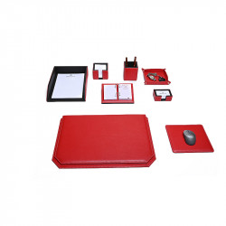 Bagcity Σετ Γραφείου κόκκινο 8 τεμαχίων με σουμέν καπάκι 54 x 38 από γνήσιο δέρμα RED97RO