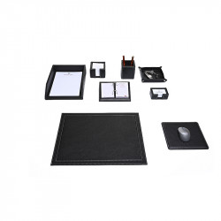 Bagcity Σετ Γραφείου μαύρο 8 τεμαχίων με σουμέν δίγαζο 50 x 39 από γνήσιο δέρμα NOIR00ER