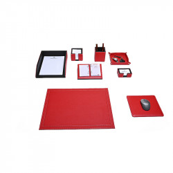 Bagcity Σετ Γραφείου κόκκινο 8 τεμαχίων με σουμέν δίγαζο 50 x 39 από γνήσιο δέρμα RED02OP
