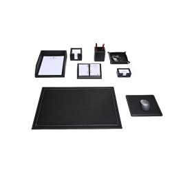 Bagcity Σετ Γραφείου μαύρο 8 τεμαχίων με σουμέν δίγαζο 60 x 40 από γνήσιο δέρμα FDA27NM