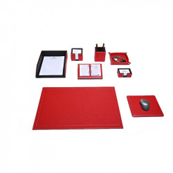 Bagcity Σετ Γραφείου κόκκινο 8 τεμαχίων με σουμέν δίγαζο 60 x 40 από γνήσιο δέρμα FDB29CX