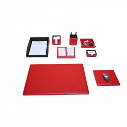 Bagcity Σετ Γραφείου κόκκινο 8 τεμαχίων με σουμέν 60 x 40 από γνήσιο δέρμα RCH77QH