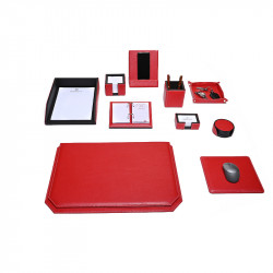 Bagcity Σετ Γραφείου κόκκινο 10 τεμαχίων με σουμέν καπάκι 54 x 38 από γνήσιο δέρμα RED25KL
