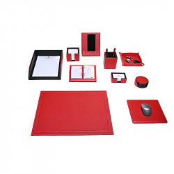 Bagcity Σετ Γραφείου κόκκινο 10 τεμαχίων με σουμέν δίγαζο 50 x 39 από γνήσιο δέρμα RED08RO