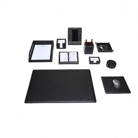 Bagcity Σετ Γραφείου μαύρο 10 τεμαχίων με σουμέν 60 x 40 από γνήσιο δέρμα STA69ZX