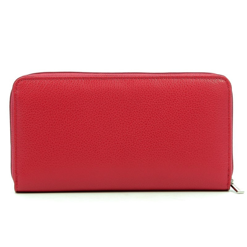 HEXAGONA Γυναικείο πορτοφόλι δερμάτινο κόκκινο με φερμουάρ HUK54Q