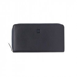 HEXAGONA Γυναικείο πορτοφόλι μεγάλο με φερμουάρ σε μπλέ σκούρο δέρμα LPY177OY