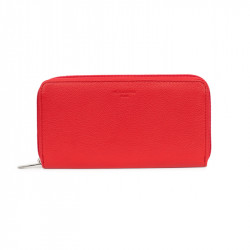 HEXAGONA Γυναικείο πορτοφόλι μεγάλο με φερμουάρ σε κόκκινο ανοιχτό δέρμα HND182GD