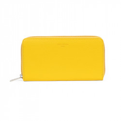 HEXAGONA Γυναικείο πορτοφόλι μεγάλο με φερμουάρ σε κίτρινο δέρμα HND88VV