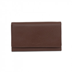 HEXAGONA Γυναικείο πορτοφόλι μεγάλο με κούμπωμα σε καφέ δέρμα ERX217PX