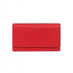 HEXAGONA Γυναικείο πορτοφόλι μεσαίο με κούμπωμα σε κόκκινο ανοιχτό δέρμα BVB221NB