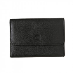 HEXAGONA Γυναικείο πορτοφόλι μεσαίο με κούμπωμα σε μαύρο δέρμα BVS238NS