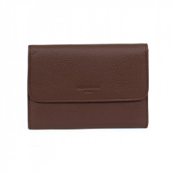 HEXAGONA Γυναικείο πορτοφόλι μεσαίο με κούμπωμα σε καφέ δέρμα BVW241NW