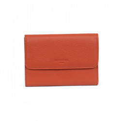 HEXAGONA Γυναικείο πορτοφόλι μεσαίο με κούμπωμα σε πορτοκαλί δέρμα BVZ244NZ