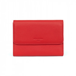 HEXAGONA Γυναικείο πορτοφόλι μεσαίο με κούμπωμα σε κόκκινο ανοιχτό δέρμα FGA245DA