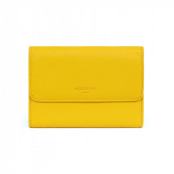 HEXAGONA Γυναικείο πορτοφόλι μεσαίο με κούμπωμα σε κίτρινο δέρμα W6HZ25
