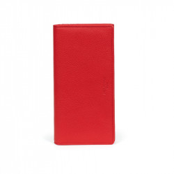 HEXAGONA Γυναικείο πορτοφόλι μεγάλο με κούμπωμα σε κόκκινο ανοιχτό δέρμα QD4PG22