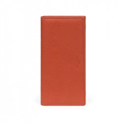 HEXAGONA Γυναικείο πορτοφόλι μεγάλο με κούμπωμα σε πορτοκαλί δέρμα ERK205PK