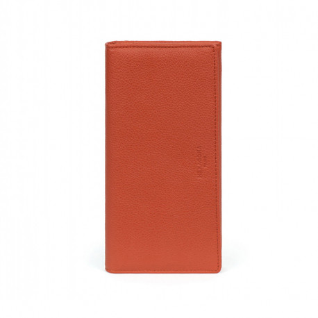 HEXAGONA Γυναικείο πορτοφόλι μεγάλο με κούμπωμα σε πορτοκαλί δέρμα ERK205PK