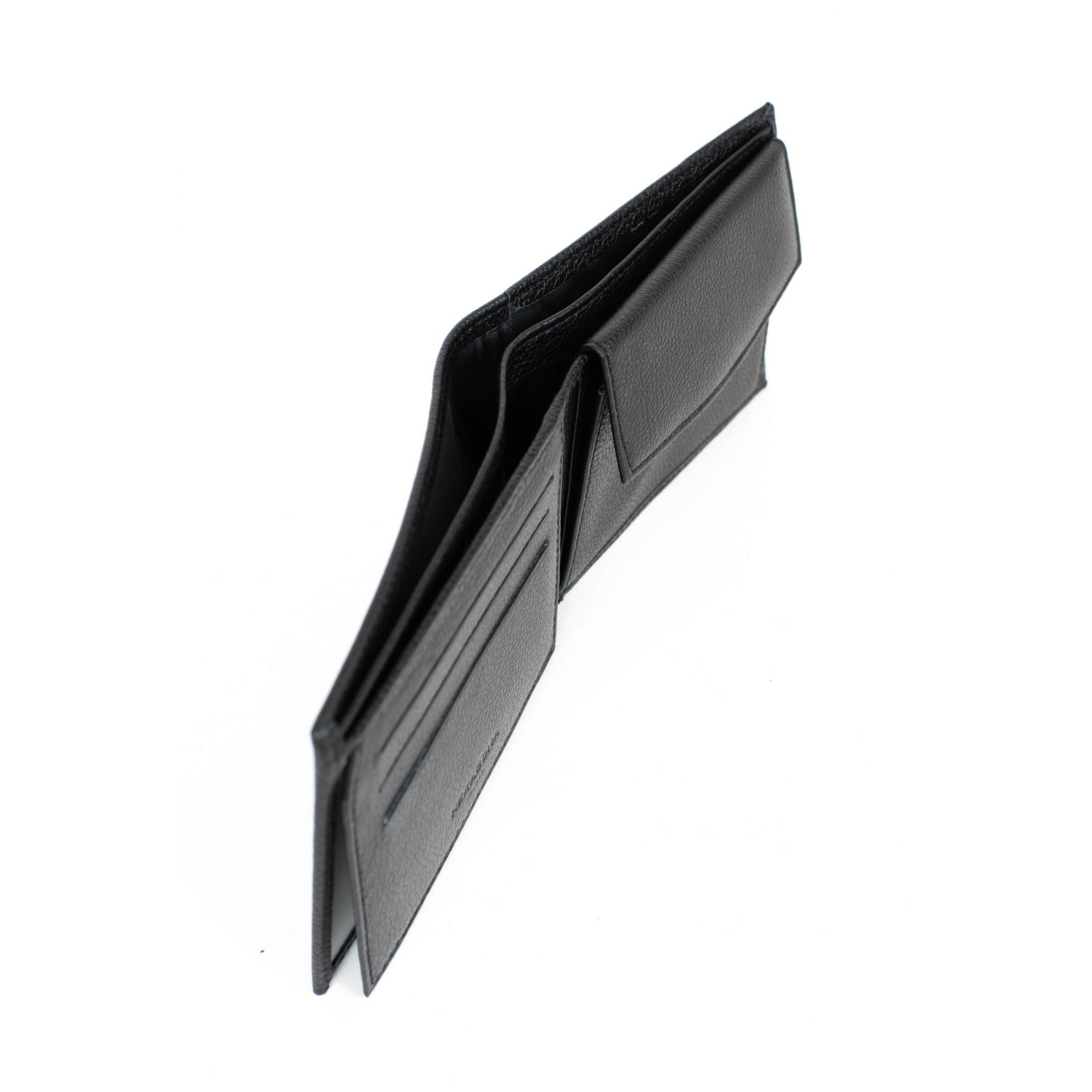 HEXAGONA Ανδρικό πορτοφόλι οριζόντιο σε μαύρο σπυρωτό δέρμα CFA43I