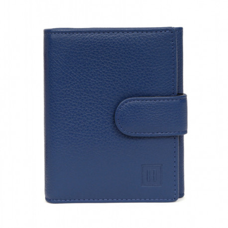 HEXAGONA Γυναικείο πορτοφόλι μικρό με κούμπωμα σε μπλέ ανοιχτό δέρμα YAZ7C77