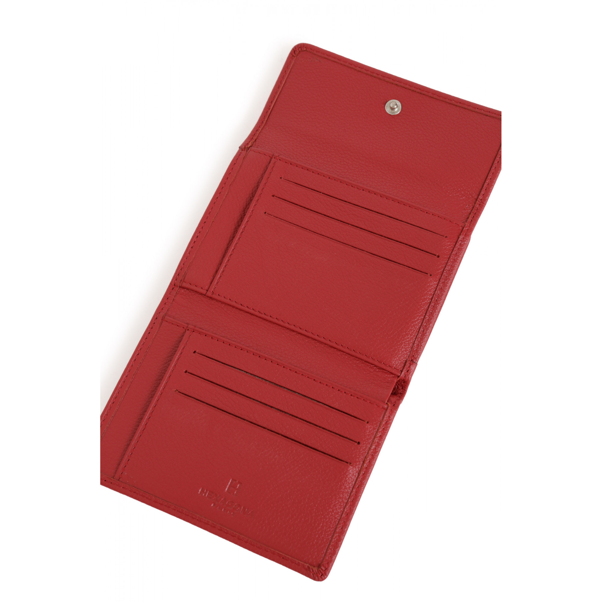 HEXAGONA Γυναικείο πορτοφόλι δερμάτινο κόκκινο με εξωτερική κερματοθήκη HUY02B