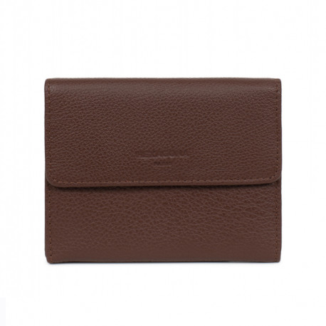 HEXAGONA Γυναικείο πορτοφόλι μεσαίο με κούμπωμα σε καφέ δέρμα BVF225NF
