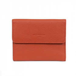HEXAGONA Γυναικείο πορτοφόλι μεσαίο με κούμπωμα σε πορτοκαλί δέρμα BVI228NI