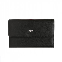 HEXAGONA Γυναικείο πορτοφόλι μεγάλο με κούμπωμα σε μαύρο δέρμα HNY170GY