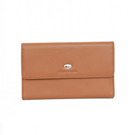 HEXAGONA Γυναικείο πορτοφόλι μεγάλο με κούμπωμα σε ταμπά δέρμα HNZ171GZ