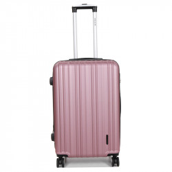 Βαλίτσα μεσαία ρόζ ABS & Polycarbon με τέσσερις ρόδες 4KAFW7
