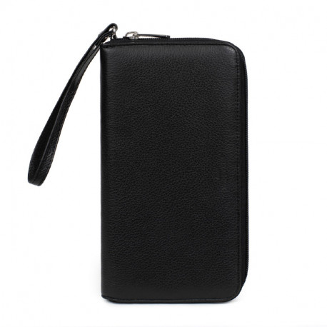 Γυναικείο πορτοφόλι μεγάλο με φερμουάρ σε μαύρο δέρμα LPG159OG