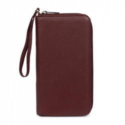 Γυναικείο πορτοφόλι μεγάλο με φερμουάρ σε μπορντό δέρμα LPL164OL
