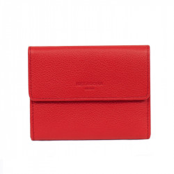 HEXAGONA Γυναικείο πορτοφόλι μεσαίο με κούμπωμα σε κόκκινο ανοιχτό δέρμα BVJ229NJ