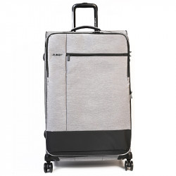 Μεγάλη βαλίτσα γκρί ανοιχτό από αδιάβροχο ύφασμα με 4 ρόδες και αδιάρρηκτο φερμουάρ YV2GP42