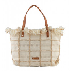 Τσάντα shopping ώμου πλεκτή, Mia Joy σε λευκό χρώμα KK9XH6