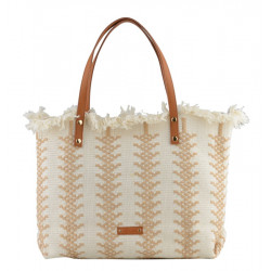 Τσάντα shopping ώμου πλεκτή, Mia Joy σε λευκό χρώμα TGG2M7