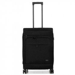 Μεσαία βαλίτσα Airtex από αδιάβροχο μαύρο ύφασμα με 4 ρόδες και αδιάρρηκτο φερμουάρ QFZR490