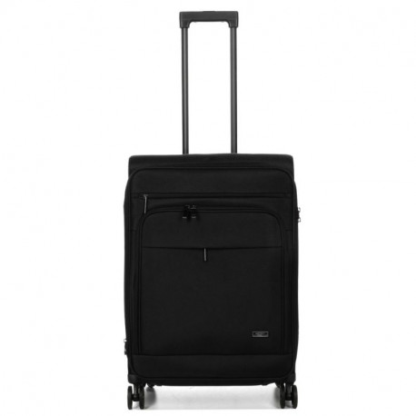 Μεσαία βαλίτσα Airtex από αδιάβροχο μαύρο ύφασμα με 4 ρόδες και αδιάρρηκτο φερμουάρ QFZR490