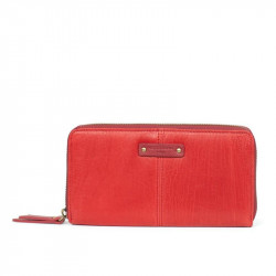 Γυναικείο πορτοφόλι μεγάλο με φερμουάρ σε κόκκινο δέρμα Hexagona K4AE18