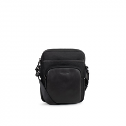 Τσάντα χιαστί σε μαύρο ύφασμα με δέρμα Hexagona 9PGGFTA