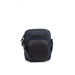 Τσάντα χιαστί σε μπλέ ύφασμα με δέρμα Hexagona SFJTG6J