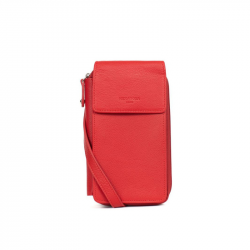 Κρεμαστή θήκη για κινητό τηλέφωνο με πορτοφόλι σε κόκκινο ανοιχτό δέρμα Hexagona 9CZNC82