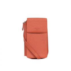 Κρεμαστή θήκη για κινητό τηλέφωνο με πορτοφόλι σε πορτοκαλί δέρμα Hexagona WPUB580