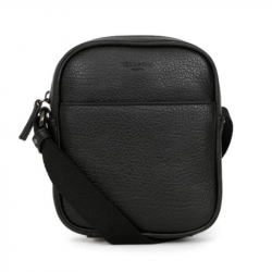 Τσάντα χιαστί 18x15εκ σε μαύρο δέρμα βούβαλου Hexagona 24BLA193