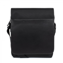 Τσάντα όρθια Α4 με θήκη για υπολογιστή 13 σε μαύρο ύφασμα με δέρμα Hexagona 8TTRLTS"